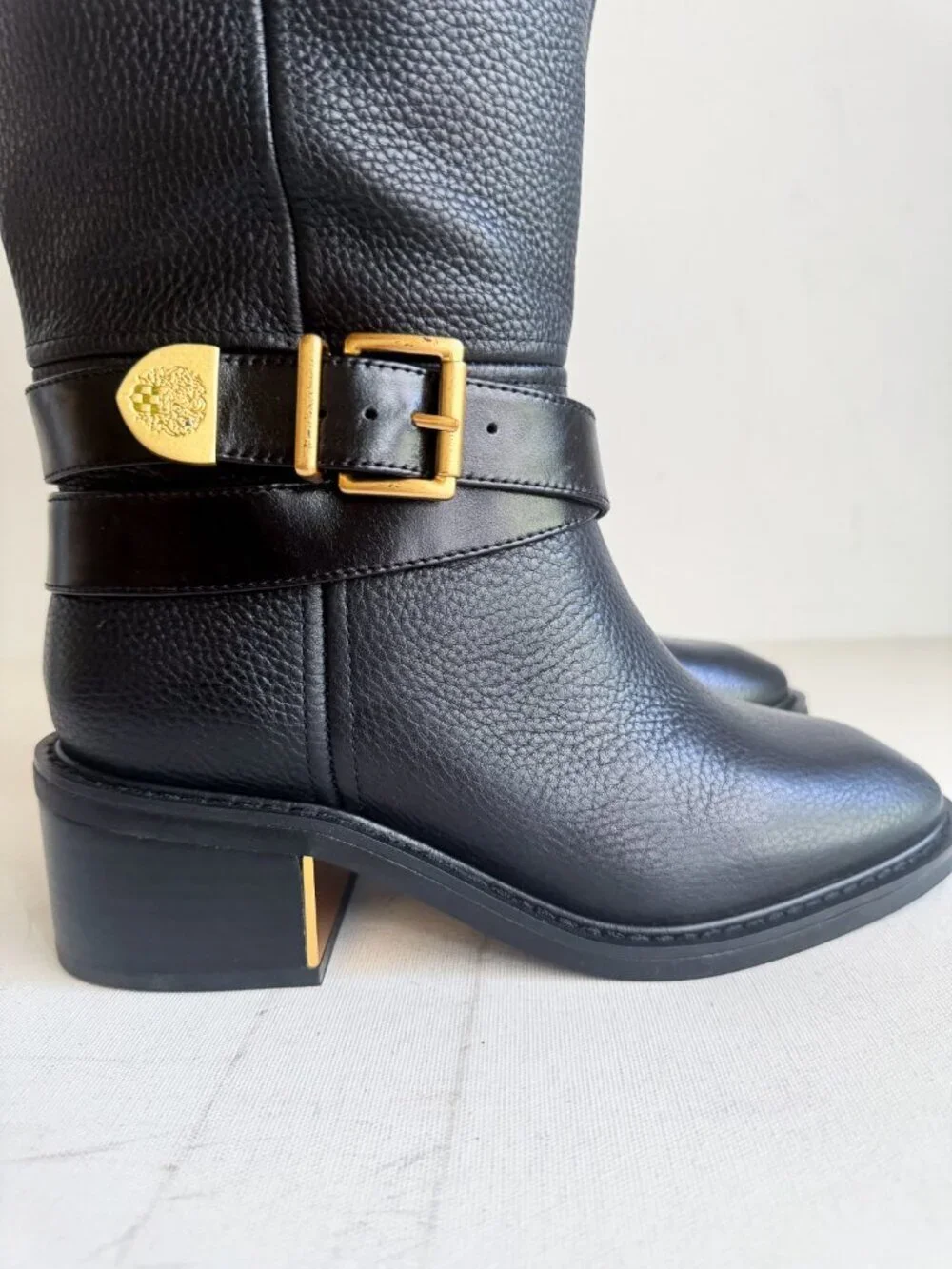 Vince Camuto  Gini Knee High Boots Black Leather 7 Wide Calf